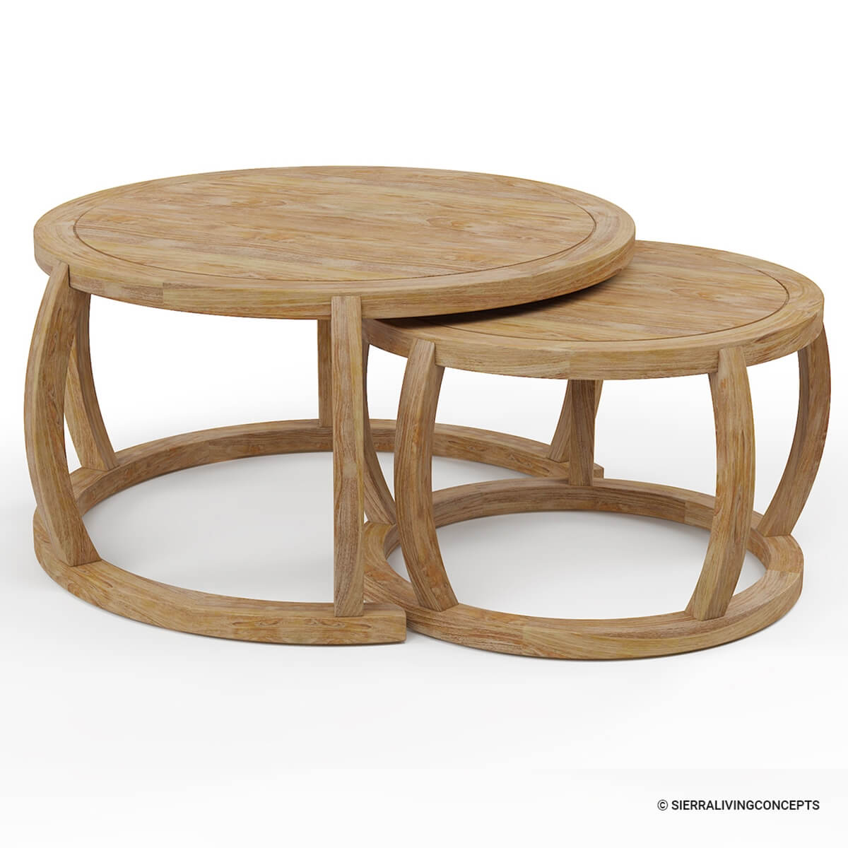 Dubbo Solid Wood 36 Rustic Round Nesting Coffee Table Set Of 2 Image